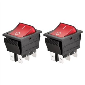 Heschen Lot de 2 interrupteurs à bascule ON-OFF DPDT 6 bornes lumière rouge 16 A 250 VAC