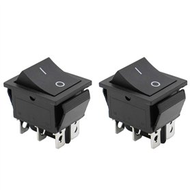 Heschen Lot de 2 interrupteurs à bascule DPDT momentanés 6 bornes 16 A 250 V AC Noir