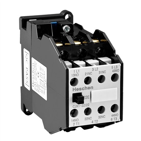 Heschen Contacteur AC CJX1-22/22 Bobine 24V 50/60Hz 9.5KW 3 pôles 2NO+2NC 380V 22A