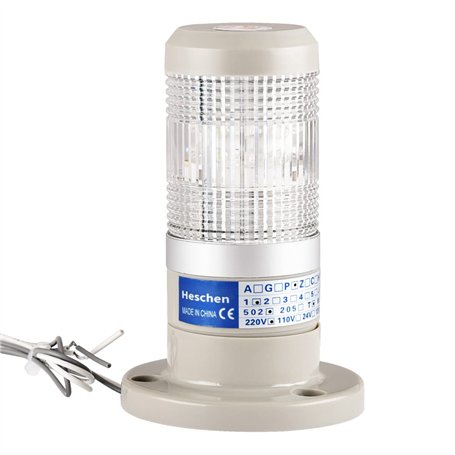 Heschen Ampoule LED Avertissement Lumière Tour Signal Lumière 220V AC Blanc 2 Fils