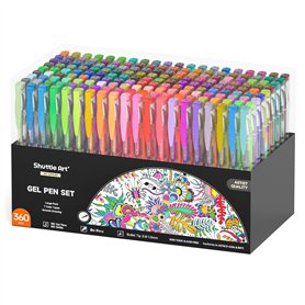 Shuttle Art lot de 360 marqueurs/stylos à encre gel 180 couleurs + 180 recharges de couleur