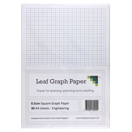 A4 papier millimétré Lot – 0.5 cm 5 mm Carré ingénierie – 30 feuilles mobiles Feuilles