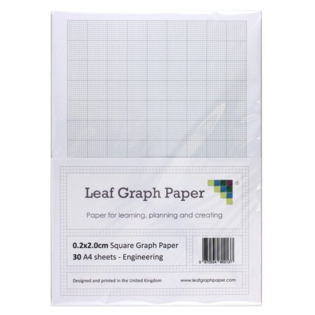A4 papier millimétré Lot – 0.2 cm 2 mm Carré ingénierie – 30 feuilles mobiles Feuilles