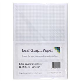 A4 papier millimétré Lot – 0.3 cm 3 mm Carré Cartésien – 30 feuilles mobiles Feuilles
