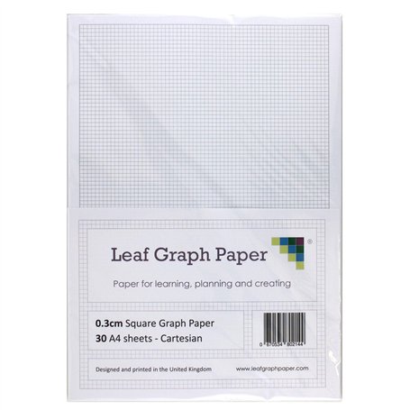 A4 papier millimétré Lot – 0.3 cm 3 mm Carré Cartésien – 30 feuilles mobiles Feuilles
