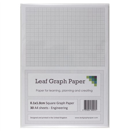 A4 papier millimétré 1 mm 0.1 cm à carreaux ingénierie – 30 feuilles mobiles Feuilles – Gris Grille