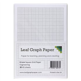 A5 Papier millimétré 1 mm 0.1 cm à carreaux ingénierie – 30 feuilles mobiles Feuilles – Gris Grille