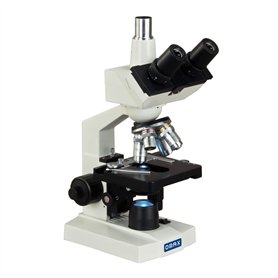OMAX Microscope à composés trinoculaires à LED 40x-2500x avec platine mécanique à double couche