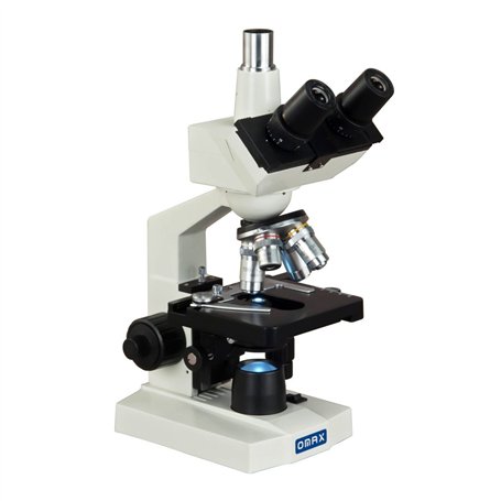 OMAX Microscope à composés trinoculaires à LED 40x-2500x avec platine mécanique à double couche