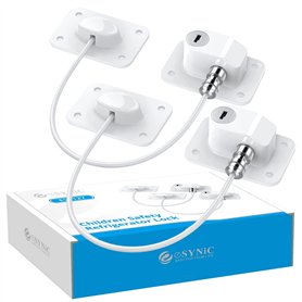 eSynic Lot de 2 verrous de porte pour réfrigérateur pour adultes et enfants - avec 4 clés et adhésif robuste