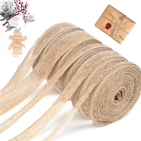 SLTAXAR 50 m x 5 Rouleaux de Ruban en Toile de Jute Naturelle 0