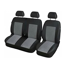 VNVIS Noir et Gris Housses de siège Avant pour Bus Van Ensemble de 1 + 2 avec 2 sièges passagers