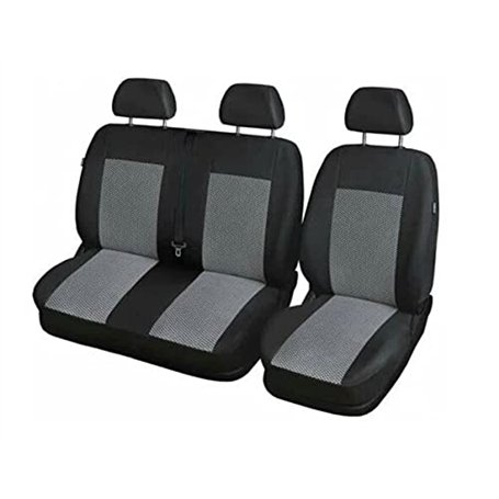 VNVIS Noir et Gris Housses de siège Avant pour Bus Van Ensemble de 1 + 2 avec 2 sièges passagers