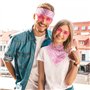 BOOMTOP 6paires Lunettes Cœur Rose Lunette d'Amour Protection Uv et 6pcs Bandana Foulard Carré Rose Décoration DIY Accessoires d