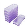 Sumnacon 6pcs superposable boîte à crayons boîte de rangement en plastique avec blanc bouton pour crayon de couleur （violet tran