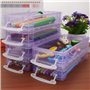 Sumnacon 6pcs superposable boîte à crayons boîte de rangement en plastique avec blanc bouton pour crayon de couleur （violet tran