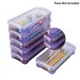 Sumnacon 6pcs superposable boîte à crayons boîte de rangement en plastique avec blanc bouton pour crayon de couleur （violet tran
