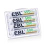 EBL 4PCS Piles Rechargeables AAAA/HR61/ E96 400mAh 1,2V NI-MH - Lot de 4PCS AAAA Piles pour Les Stylos Numériques, Stylet, Dispo