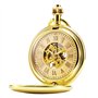 TREEWETO Montre de Poche pour Hommes Or Mécanique Squelette Cadran avec Chaîne Boîte Cadeau