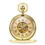 TREEWETO Montre de Poche pour Hommes Or Mécanique Squelette Cadran avec Chaîne Boîte Cadeau
