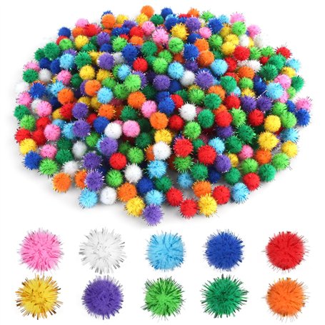 Lot de 500 pompons colorés à paillettes de 1