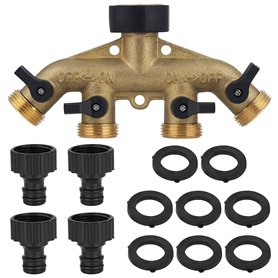 Séparateur de tuyau extérieur robuste Adaptateur de robinet de jardin Collecteur de tuyau d'eau Vanne d'arrêt / marche individue
