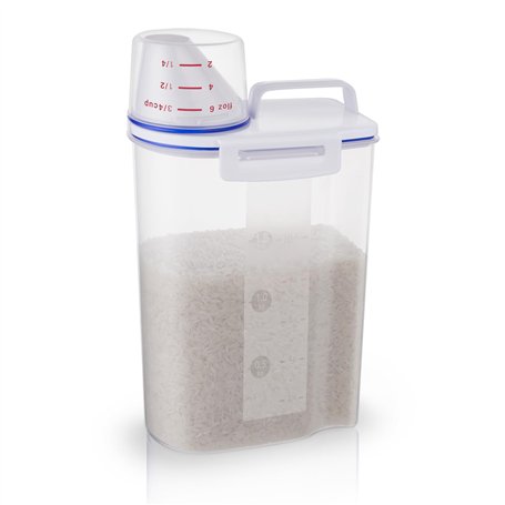 TBMax Petit récipient de stockage de riz de 2 L– Récipient de stockage alimentaire hermétique avec tasse à mesurer