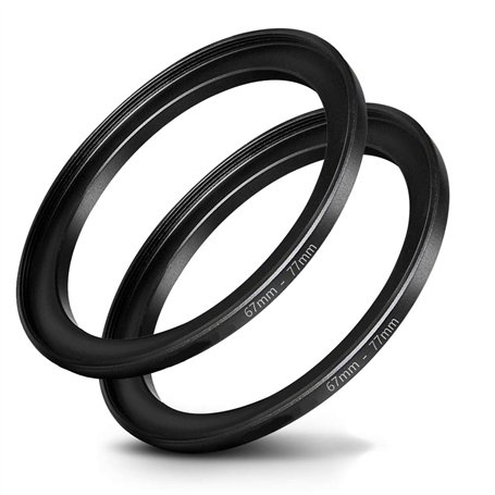 Fanzr Lot de 2 bagues d'adaptation pour filtre d'objectif d'appareil photo 67 mm vers filtre 77 mm Aluminium de qualité supérieu