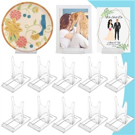 BUENTYA 10 PCS Support de Présentation Réglable Transparent Supports de Plaque Affichage en Plastique Chevalets Transparents Pré