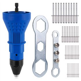 Pistolet à rivet pour perceuse sans fil électrique - Outil de rivetage sans fil - Adaptateur d'écrou - Avec 3 têtes convertibles