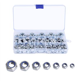 LAITER 165 Pcs Ecrou Hexagonal en 304 Acier Inoxydable Ecrous Frein M3 M4 M5 M6 M8 M10 M12 pour Quincaillerie Assortiment Contre