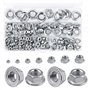 HAKOTOM 180Pcs Écrou à Embase Hexagonale Écrou de Blocage Écrous Hexagonaux à Bride Dentelée en Acier Inoxydable Écrous à Bride