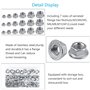 HAKOTOM 180Pcs Écrou à Embase Hexagonale Écrou de Blocage Écrous Hexagonaux à Bride Dentelée en Acier Inoxydable Écrous à Bride 