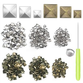 600 pièces Pyramid Square Squi 8/1215mm Rivets de Spike Rivets Punk Head Tête de oiseau