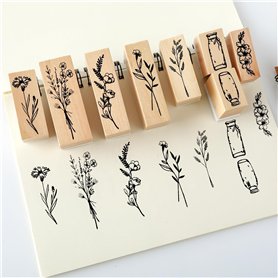 SHUOHONG 8 Pièces Tampons en Bois Plante