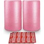 Lot de 2 rouleaux de papier à bulles antistatiques pour emballage