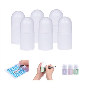 Bouteilles Déodorant à Rouler Rechargeables (Paquet de 6) - Vides - 1 Oz (30 ml) - 20 Autocollants Écrivables - Capuchon Twist -