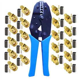 Lot de 10 connecteurs SMA mâle vers femelle et outil de sertissage coaxial pour câble d'extension d'antenne wifi SMA BNC RG58