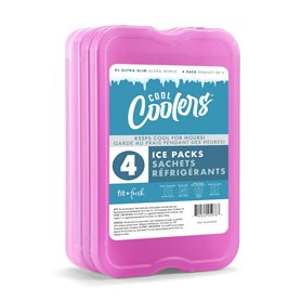 Fit + Fresh Slim Lot de 4 Accumulateurs de Froid Réfrigérants Réutilisables XL - Parfaits pour les boîtes à déjeuner