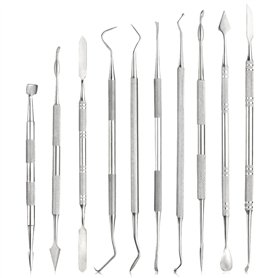 TOVOT 10 Pièces Outils de sculpture en cire en acier inoxydable Outils de sculpture double face Outils de modelage de l'argile