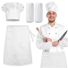 Nizirioo 3pcs Toque De Chef Et Tablier De Cuisine Manches