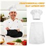 Nizirioo 3pcs Toque De Chef Et Tablier De Cuisine Manches, Toque De Cuisinier Tabliers Courts Réglable Toque Chef Tablier Demi D