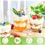 Sporgo Lot de 50 verres à dessert avec couvercle : bols à dessert en plastique 200 ml avec 50 cuillères à soupe et 50 couvercles
