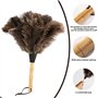 Nizirioo Plumeau d'autruche 34 cm Plumeau avec Manche en Bois pour Chambre Salon Bibliothèque