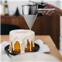 Nizirioo Distributeur de pâte à crêpes,En acier inoxydable,Entonnoir de cuisine,Entonnoir avec rack,Entonnoir pour la maison, la