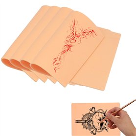 Nizirioo Lot de 4 tatouages en peau synthétique 3 mm – Peau d'entraînement professionnelle de tatouage 20 x 30 cm double face po