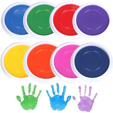 Jlnmmn Tampons Encreur 8 Couleurs Tampon Encreur Couleurs Tampons Encreurs pour Enfants Encre Tampon Couleur Utiliser pour Peint