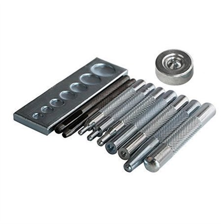 Co-link DIY Set de 11 Craft Outil Die poin?on Snap Rivet Set Base kit avec Base pour Trou de Perforation et d'installer Le Bouto