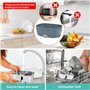 WolinTek 80W Lunch Box Chauffante, Boite Chauffante Repas 3 en 1 12V/24V/220V, 1.5L Bento Chauffant, avec Fourchette et Cuillère