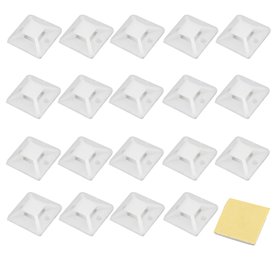 sourcingmap Lot de 20 attache-câbles auto-adhésifs Blanc Contour Base de support 24 x 24 x 7